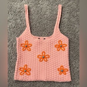 ✂️(4/$15) Forever 21 Pink and Orange Crochet Camisole